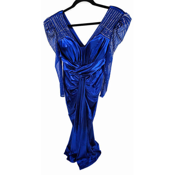 Faeriestyle Stunning Royal Blue Evening Dress with Sparkly Sleeves M - Picture 1 of 2